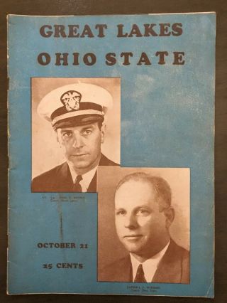 Rare Old Vintage 1944 Ohio State Vs Great Lakes Football Game Program No Res