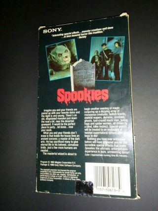 SPOOKIES VHS TAPE RARE HORROR 3