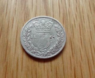 Queen Victoria Silver Threepence 1857 3d Low 7 Rare Great Britain Uk