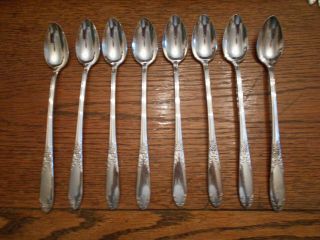 8 National Silver Plate 1951 King Edward Pattern Iced Tea Spoons Teaspoons 1111