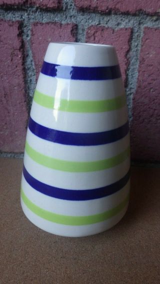 Large Early Jonathan Adler Pot A Porter Art Pottery Green & Blue Striped Vase