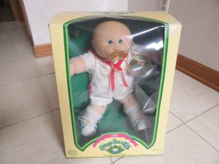 Vintage 1985 Cabbage Patch Doll W/ Pacifier Sailor Outfit W/ All Papers W/ Box