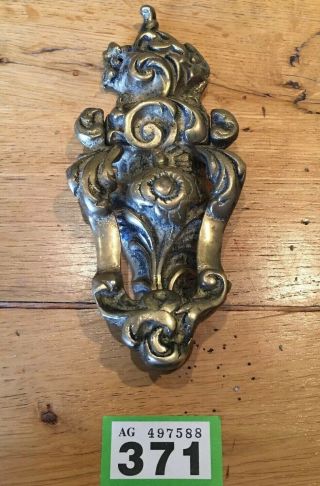 Vintage Cast Brass Door Knocker Gilt Antique French Design / Rococo