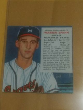 Rare 1953 Red Man Tobacco Warren Spahn And 3 Others