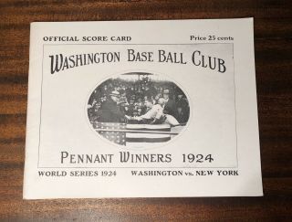 Rare 1924 World Series Program Washington Senators Vs York Yankees Rdo /1000