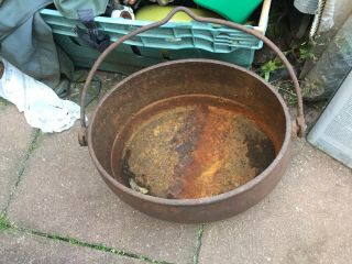 Vintage 28pt Holcroft Cast Iron Gypsy Cooking Cauldron Stockpot Stew Pot
