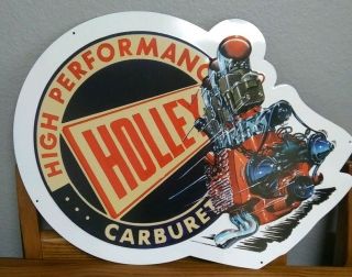 Oop Rare Holley Carb Carburetor Metal Sign Mancave