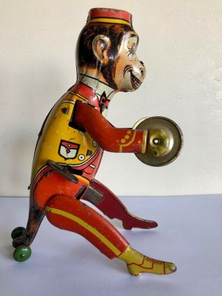 Rare Louis Marx Hoppo The Waltzing Monkey With Cymbals 1930s Tin Wind Up