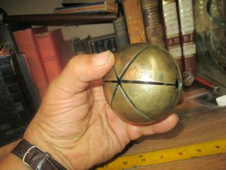 Large Antique Brass Ox Sleigh Bell 3 " Diameter Acorn Round 1800 