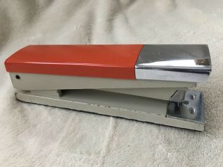 Rare Vintage Acco 20 Orange And Chrome Mcm Industrial Stapler Retro Desk Decor