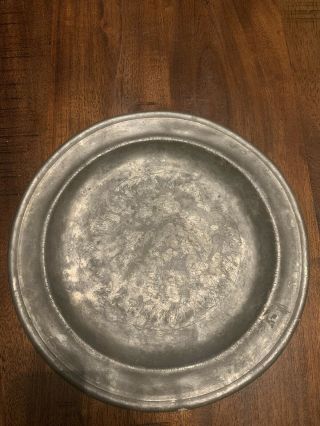 Antique 18th Century Pewter Plate Measuring 8” Markings On The Back
