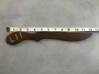 Antique Treen Letter Opener With Inlaid Roman Numerals