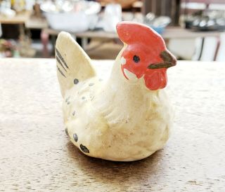 Vintage Antique Easter Paper Mache Candy Container Chicken Hen