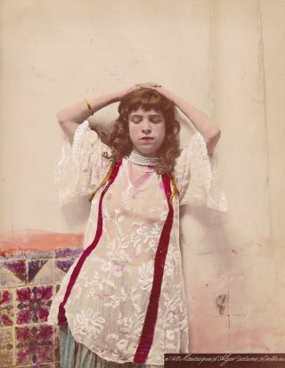 Albumen Photograph Middle East Algeria Rare Tinted Harem Girl