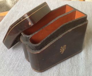 Vintage Antique Leather Case Box For 2 Desk Playing Cards Made In Italy