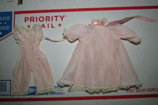 Vintage Madame Alexander - Kins Pink Pjs Nightie Set Tagged Bed Jacket 8 " Doll
