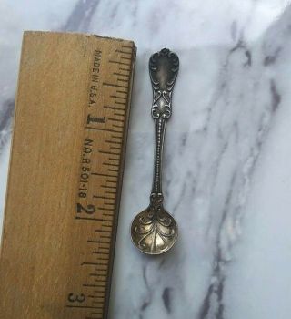 Antique Vintage Sterling Silver Mini Spoon Salt Spoon Slight Gold Wash Bowl