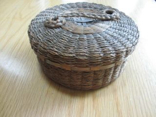 Old Antique Native American Chippewa ? Indian Lidded Basket With Handle