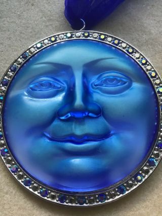 Rare Kirks Folly Blue Glass Seaview Moon Ornament