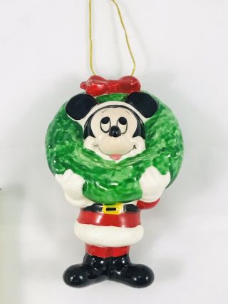 Rare Vintage Disney Mickey Mouse Ceramic Christmas Ornament