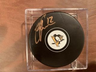 Zach Aston Reese Signed Pittsburgh Penguins Auto Logo Puck Rare