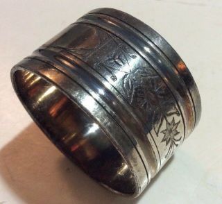 Victorian Silver Plate Etched Napkin Ring Personalized " Sarah "