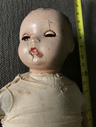 Vintage Creepy Composition Doll Halloween Scary Freaky Horror Porcelain?