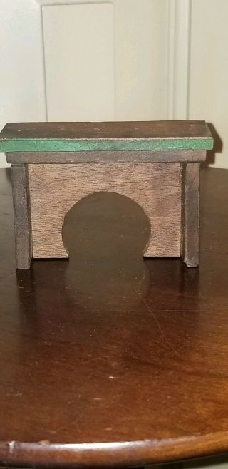 Antique Dollhouse Miniature Germany Bench Or Table Wood Green Paint Arts Crafts