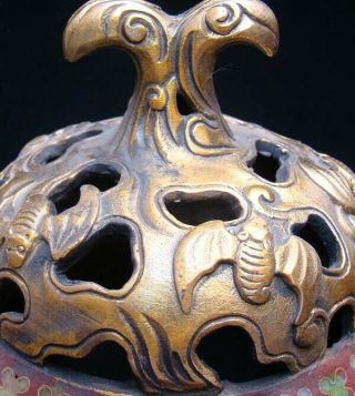 Handmade Carving Statue Elephant Brass Cloisonne Enamel Incense Burner 2