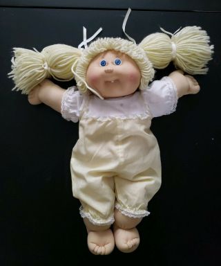Vintage 1978 1982 Cabbage Patch Doll Blonde Yarn Outfit Blue Eyes