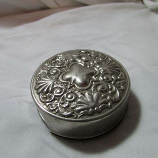 Antique Victorian Silver Tone Collapsible Cup W/ Repousse Lid Pat 1897 Usa