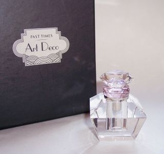 Vintage Art Deco Style Crystal Glass Perfume Bottle By Past Times - Boxed