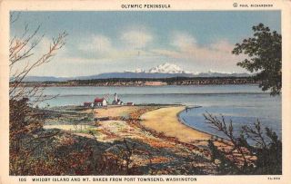 Whidby Island Washington Scenic View From Port Townsend Linen Antique Pc Z47156