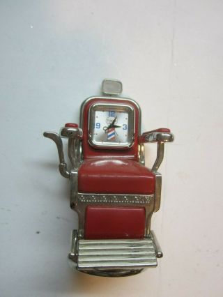 Vintage Miniature Metal Barbers Chair W/clock.