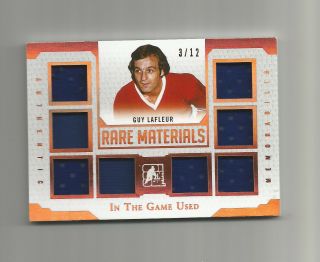 Guy Lafleur 2017 Leaf In The Game Rare Materials 8 Piece Jersey 3/12