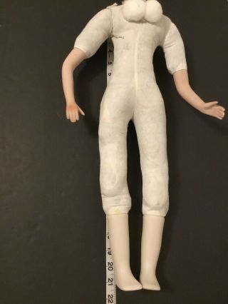 Large 21” Stuffed Doll Body W/porcelain Hands Legs For 24” Doll