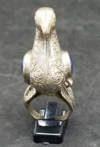 Wonderful and rare vintage pigeon bird ring with lapis lazuli stone lovely ring 2
