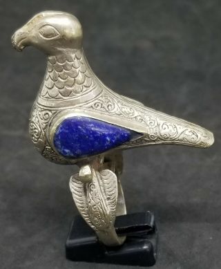 Wonderful and rare vintage pigeon bird ring with lapis lazuli stone lovely ring 3