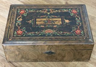 Antique Wooden Wood Writing Box Slope
