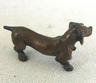 Austria Vienna antique bronze miniature dachshund dog figurine 2.  5 x 5.  1 cm 2