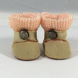 Cream Color Center Snap Shoes For Ginny With Pink Rayon Socks