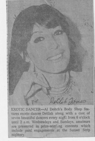 Rare Vintage 1960 S Advertising Signed Burlesque D.  Gohlke Delilah Jones