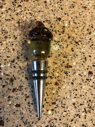Unique & Rare Colored Glass Acorn Wine Metal Bottle Stopper To Keep Wine Fresh