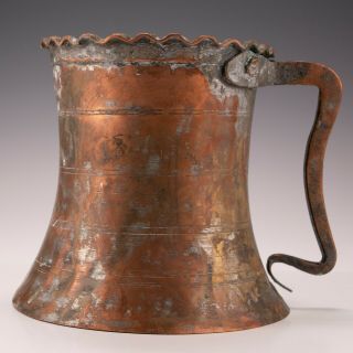 Large Antique Hand Wrought Flared Copper Mug Tankard Cup