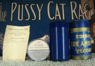 Edison Cylinder Phonograph Record The Pussy Cat Rag Rare Classic Blue Amberol