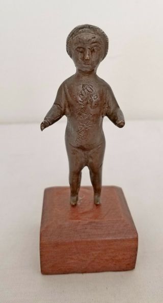 Antique Vtg Cast Brass Or Bronze Small 3 5/8 " Statue Figurine By F.  Alvarenga ?