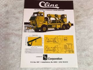 Rare 1960s Cline 85 Ton Wrecker Truck Dealer Sales Brochure Ad