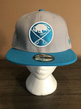 Rare Buffalo Sabres Era Fitted Cap Hat Vintage Nhl 7 3/8 Gray Hockey
