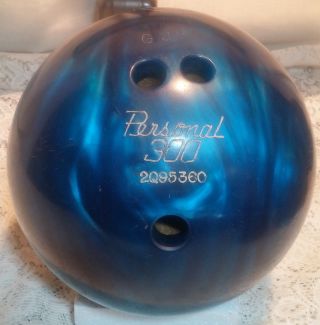 Vintage Ebonite Personal 300 10 Lb 5.  6 Oz Bowling Ball Blue Drilled