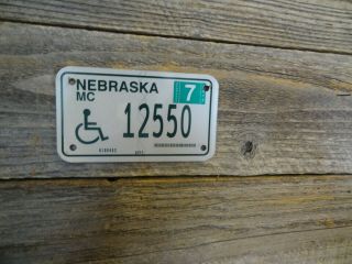 2012 Nebraska Handicap Motorcycle License Plate All Paint Plate Rare
